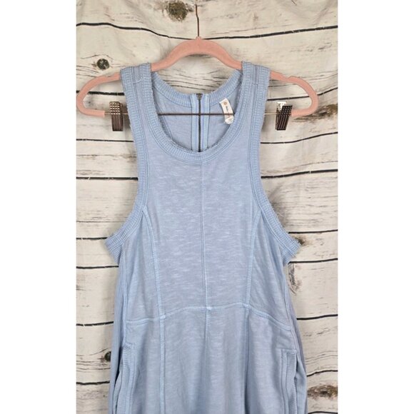 Daily Practice Horizon Wide Leg Jumpsuit M Blue Seamed Drawstrings Sleeveless - Picture 2 of 9